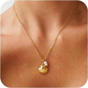 Summer Gold Necklace for Women | 14K Gold Plated | Shell Beach Necklace